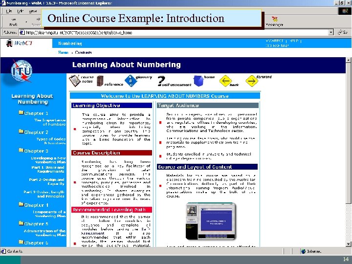 ITU / BDT - Arab Regional Office Online Course Example: Introduction 14 