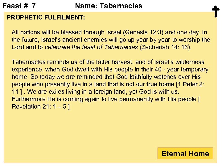 Feast # 7 t Name: Tabernacles PROPHETIC FULFILMENT: All nations will be blessed through