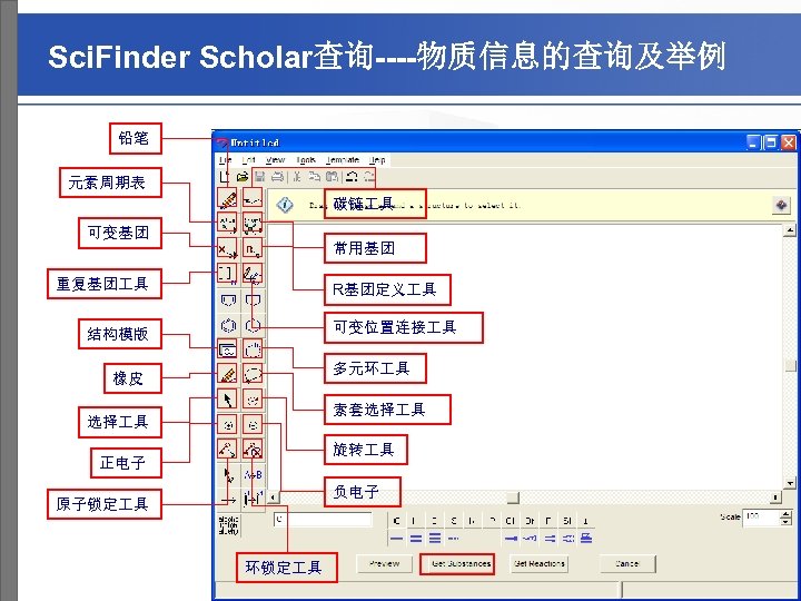 Sci. Finder Scholar查询----物质信息的查询及举例 铅笔 元素周期表 碳链 具 可变基团 常用基团 重复基团 具 R基团定义 具 可变位置连接