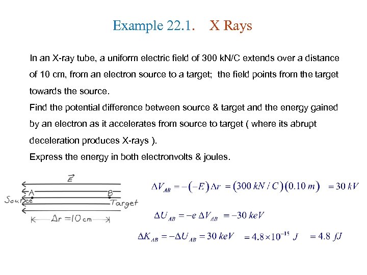 Example 22. 1. X Rays In an X-ray tube, a uniform electric field of