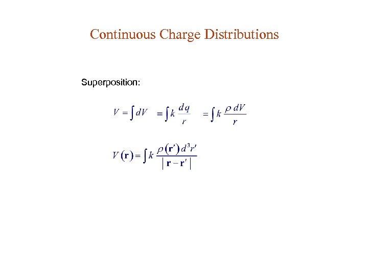 Continuous Charge Distributions Superposition: 