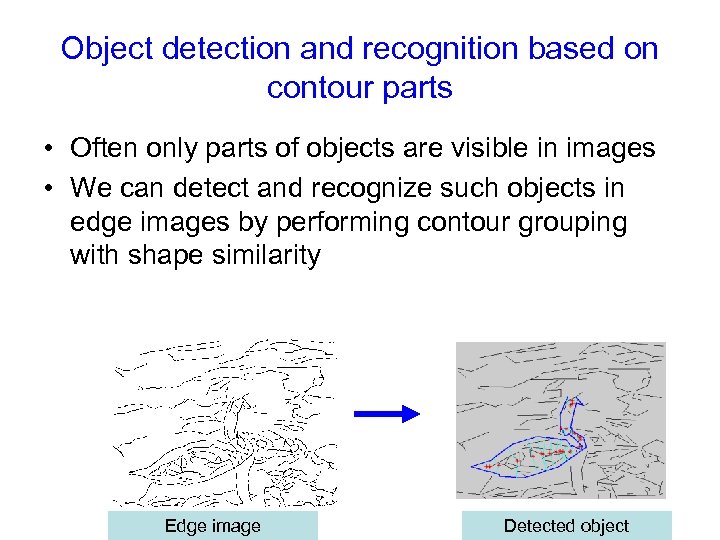 Object detection and recognition based on contour parts • Often only parts of objects