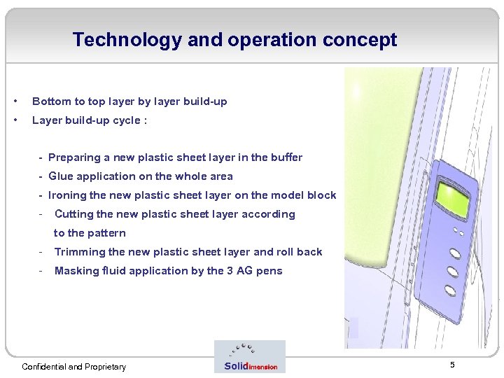 Technology and operation concept • Bottom to top layer by layer build-up • Layer