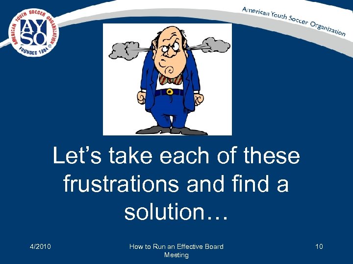 Let’s take each of these frustrations and find a solution… 4/2010 How to Run