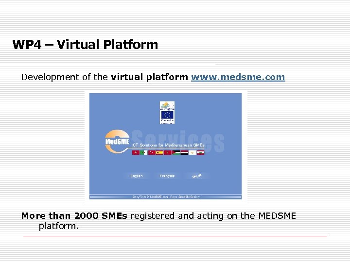 WP 4 – Virtual Platform Development of the virtual platform www. medsme. com More