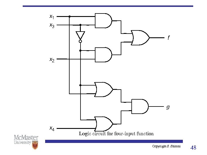 x 1 x 3 f x 2 g x 4 Logic circuit for four-input