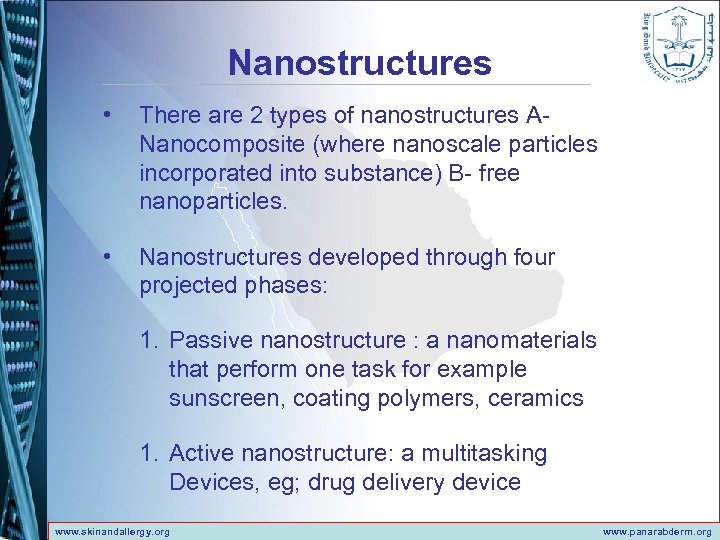 Nanostructures • There are 2 types of nanostructures ANanocomposite (where nanoscale particles incorporated into