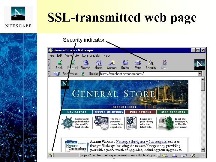 SSL-transmitted web page Security indicator 7 