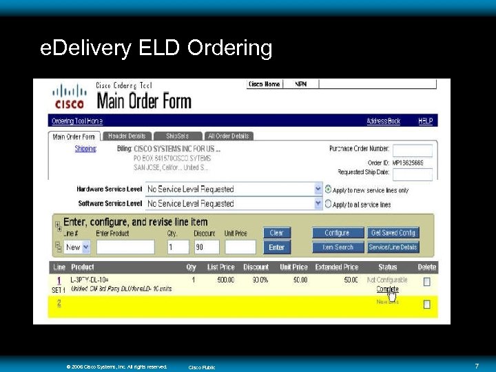 e. Delivery ELD Ordering © 2006 Cisco Systems, Inc. All rights reserved. Cisco Public