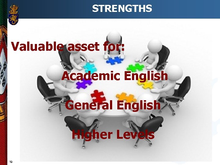 STRENGTHS Valuable asset for: Academic English General English Higher Levels 19 