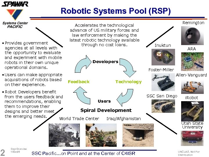 Robotic Systems Pool (RSP) • Provides government agencies at all levels with the opportunity