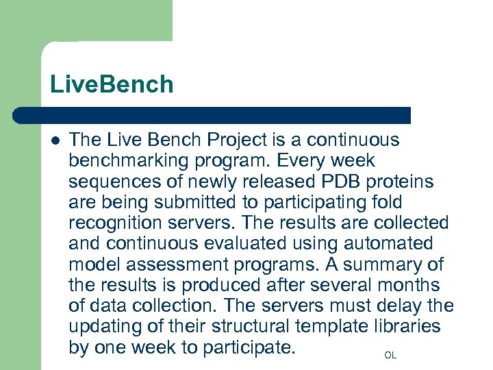 Live. Bench l The Live Bench Project is a continuous benchmarking program. Every week