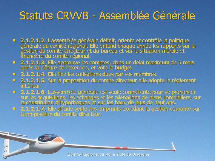 Statuts CRVVB - Assemblée Générale • 2. 1. 2. L'assemblée générale définit, oriente et