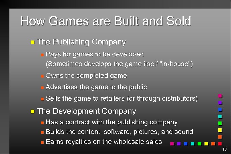 How Games are Built and Sold n The Publishing Company n Pays for games