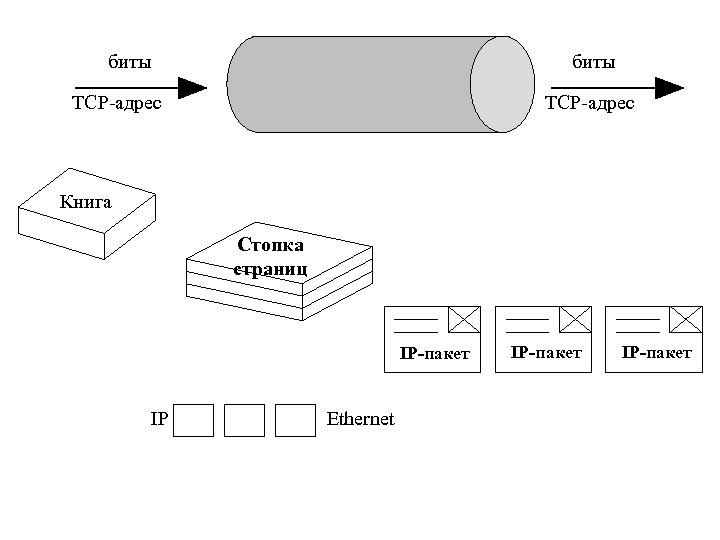 биты TCP-адрес Книга Стопка страниц IP-пакет IP Ethernet IP-пакет 