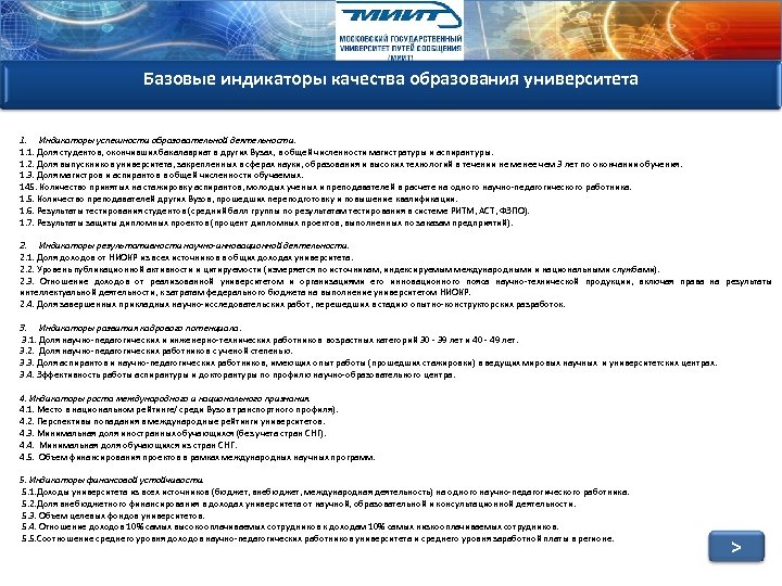 Базовые индикаторы качества образования университета 1. Индикаторы успешности образовательной деятельности. 1. 1. Доля студентов,