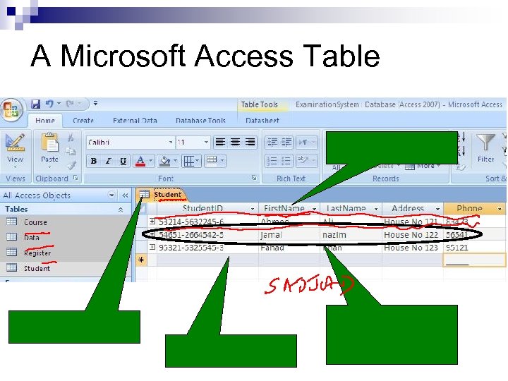 A Microsoft Access Table 