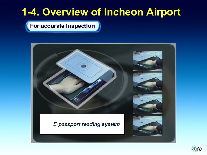 1 -4. Overview of Incheon Airport For accurate inspection E-passport reading system 10 