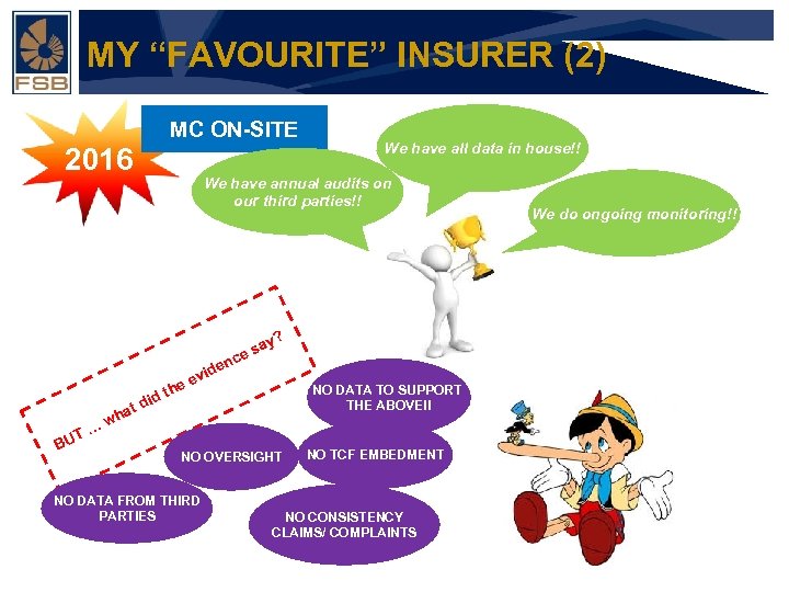 MY “FAVOURITE” INSURER (2) MC ON-SITE 2016 We have all data in house!! We