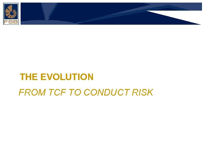 Financial Services Board THE EVOLUTION FROM TCF TO CONDUCT RISK 