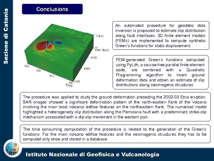 Conclusions An automated procedure for geodetic data inversion is proposed to estimate slip distribution