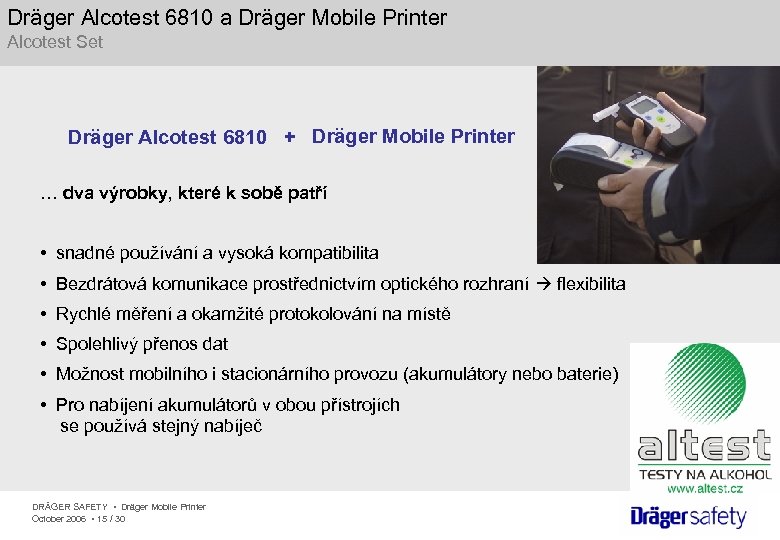 Dräger Alcotest 6810 a Dräger Mobile Printer Alcotest Set Dräger Alcotest 6810 + Dräger