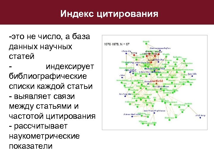 Индекс цитирования -это не число, а база данных научных статей - индексирует библиографические списки