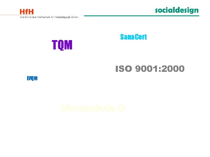 TQM Sana. Cert ISO 9001: 2000 EFQM Messmethode Q 