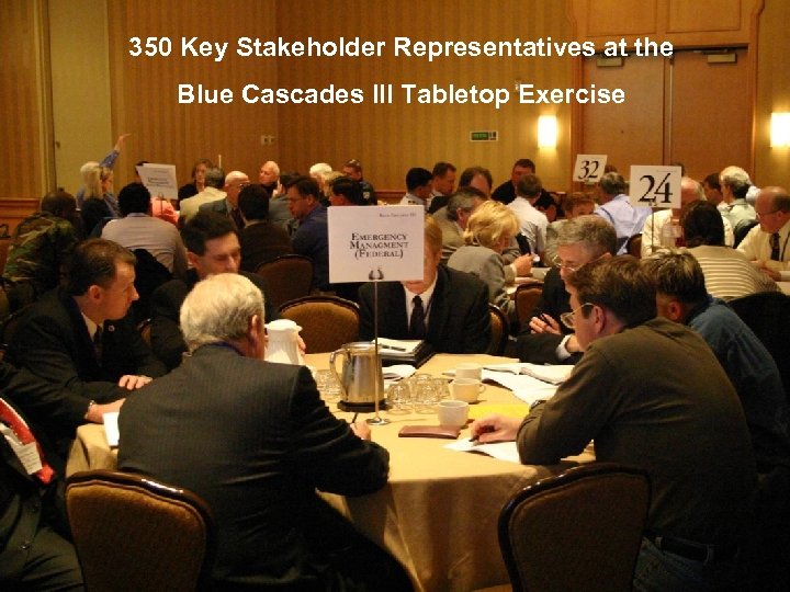 350 Key Stakeholder Representatives at the Blue Cascades III Tabletop Exercise 