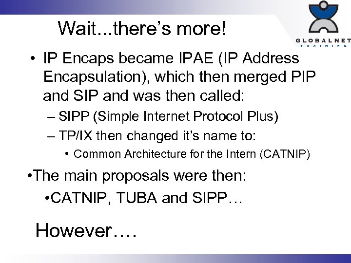 Wait. . . there’s more! • IP Encaps became IPAE (IP Address Encapsulation), which