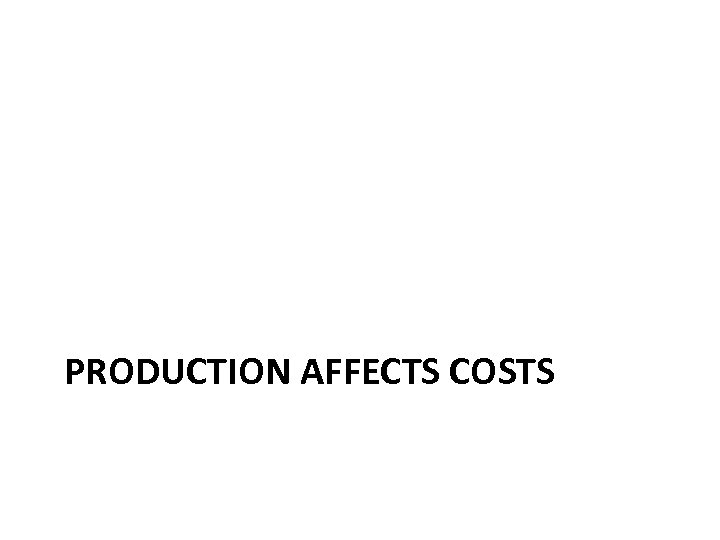 PRODUCTION AFFECTS COSTS 