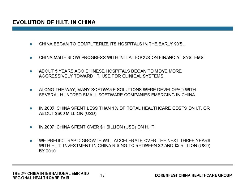 EVOLUTION OF H. I. T. IN CHINA l CHINA BEGAN TO COMPUTERIZE ITS HOSPITALS