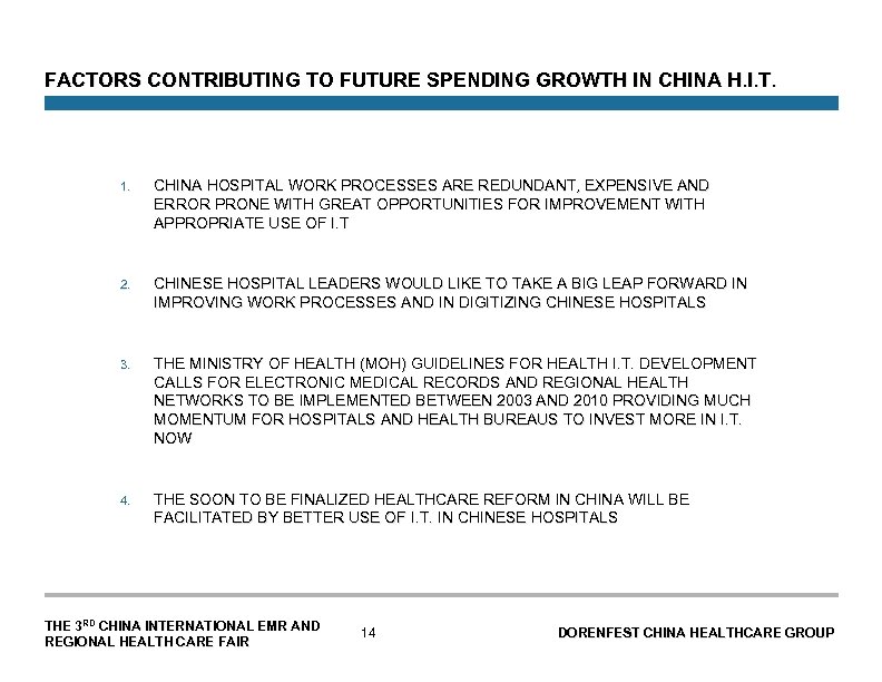 FACTORS CONTRIBUTING TO FUTURE SPENDING GROWTH IN CHINA H. I. T. 1. CHINA HOSPITAL