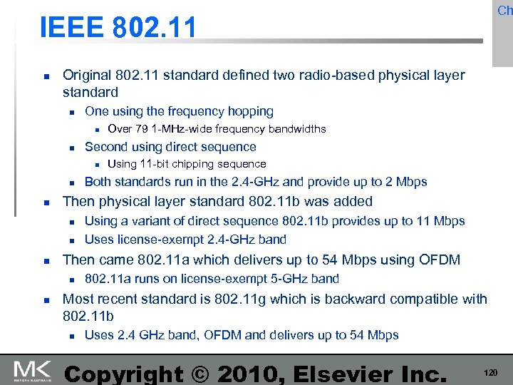 Ch IEEE 802. 11 Original 802. 11 standard defined two radio-based physical layer standard