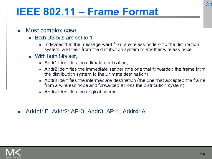 Ch IEEE 802. 11 – Frame Format Most complex case Both DS bits are