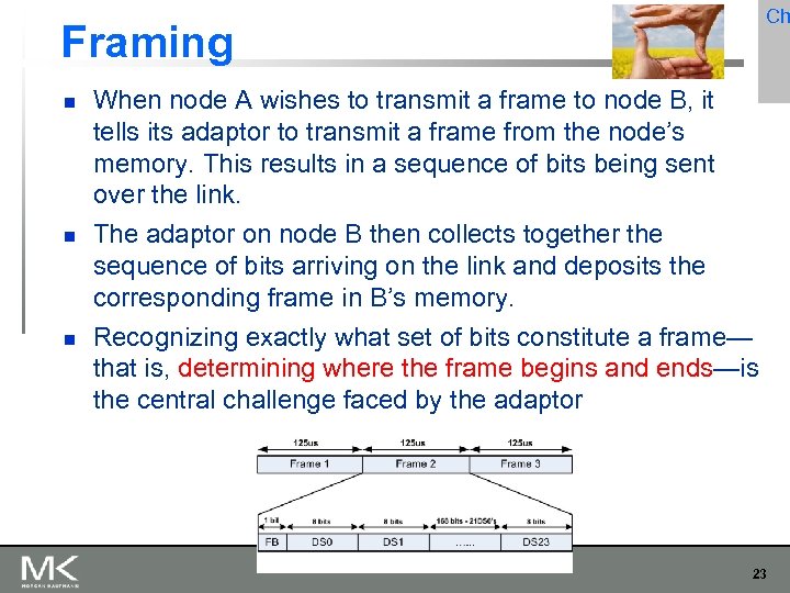 Ch Framing When node A wishes to transmit a frame to node B, it