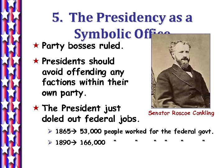5. The Presidency as a Symbolic Office « Party bosses ruled. « Presidents should