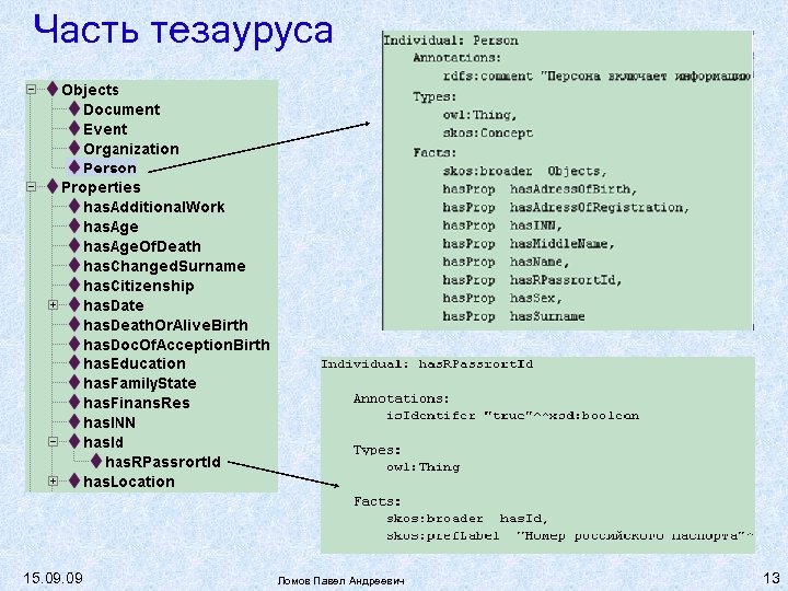 Часть тезауруса 15. 09 Ломов Павел Андреевич 13 