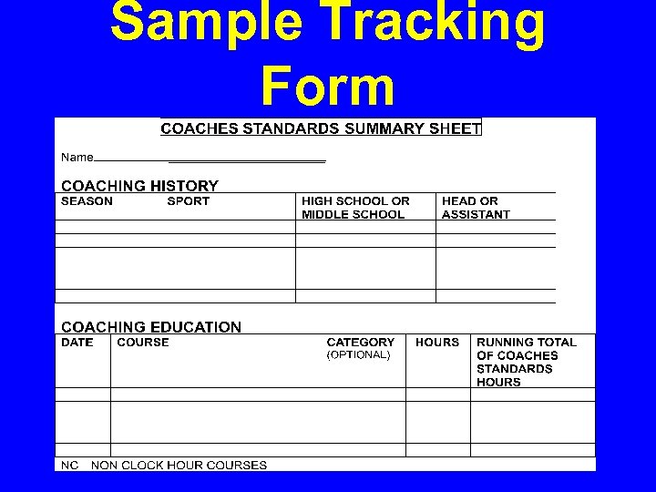 Sample Tracking Form 