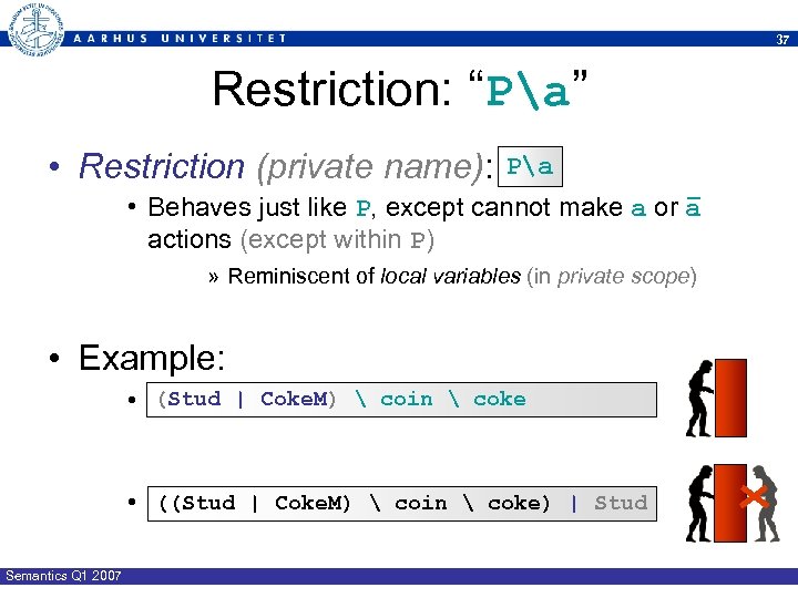 37 Restriction: “Pa” • Restriction (private name): Pa • Behaves just like P, except