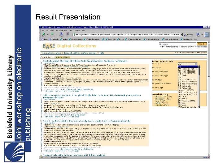 Joint workshop on electronic publishing Result Presentation 