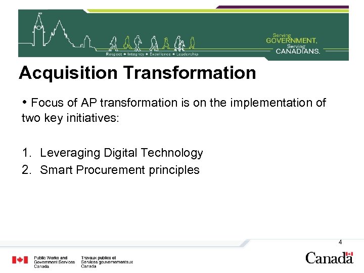 Acquisition Transformation • Focus of AP transformation is on the implementation of two key