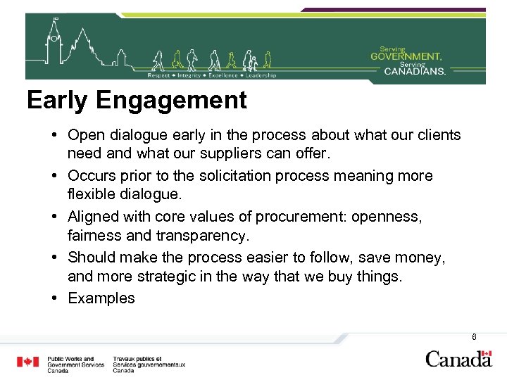 Early Engagement • Open dialogue early in the process about what our clients need