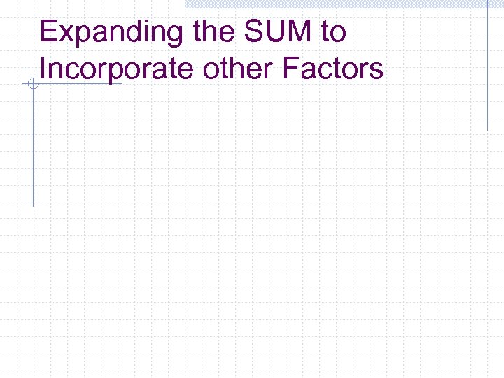 Expanding the SUM to Incorporate other Factors 