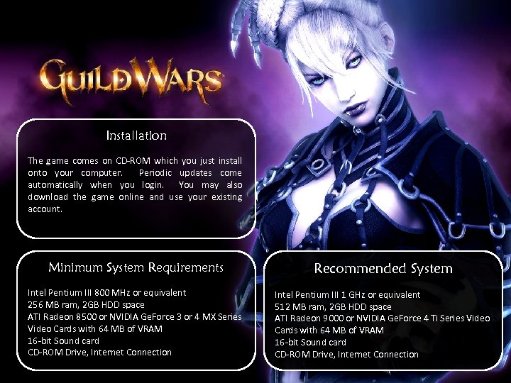 Installation The game comes on CD-ROM which you just install onto your computer. Periodic