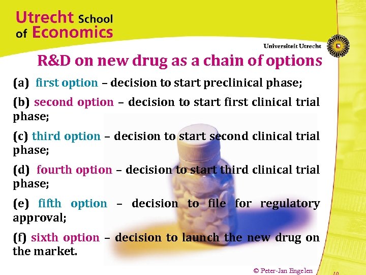 R&D on new drug as a chain of options (a) first option – decision