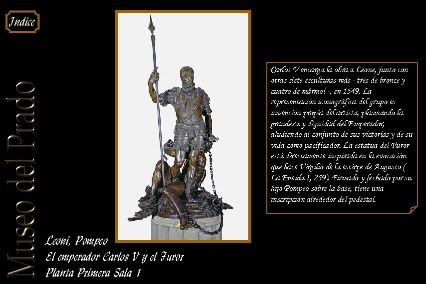 Indice Carlos V encarga la obra a Leone, junto con otras siete esculturas más