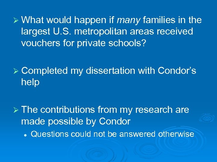 Ø What would happen if many families in the largest U. S. metropolitan areas