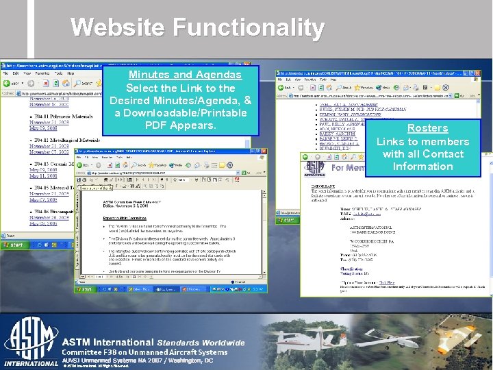 Website Functionality Minutes and Agendas Select the Link to the Desired Minutes/Agenda, & a