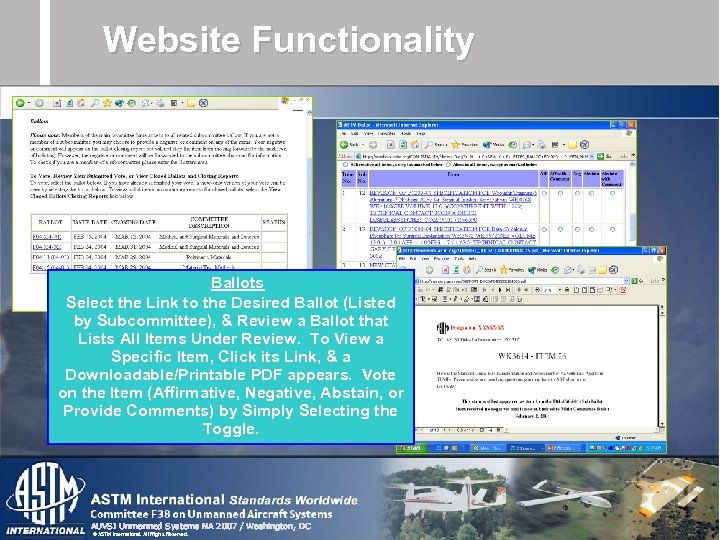 Website Functionality Ballots Select the Link to the Desired Ballot (Listed by Subcommittee), &